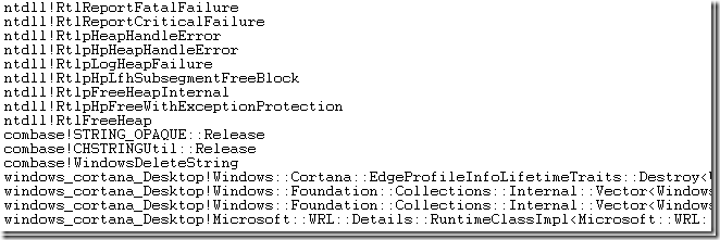 Crash with this on the stack: windows_cortana_Desktop!Windows::Cortana::EdgeProfileInfoLifetimeTraits::Destroy<Windows::Cortana::EdgeProfileInfo>
