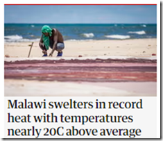 Malawi swelters in record heat with temperatures nearly 20C above average